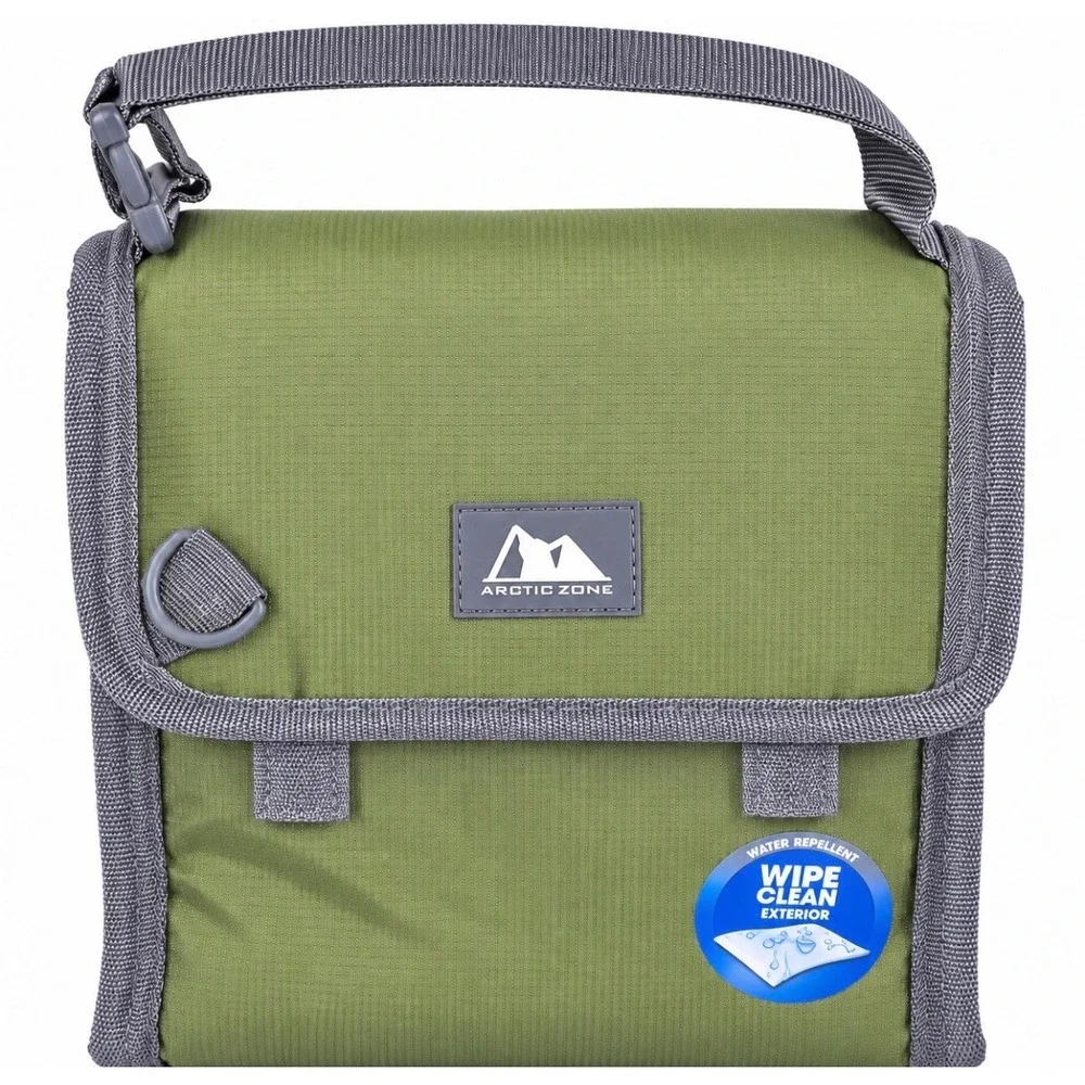 Arctic Zone Fridge Cold Lunch Bag Olive Green New Insulated Ice Walls